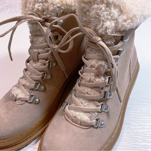 New Splendid Yvonne Suede Combat Boots Lace Up Moto Boot Lug Sole Pink Size 7 - Picture 14 of 17